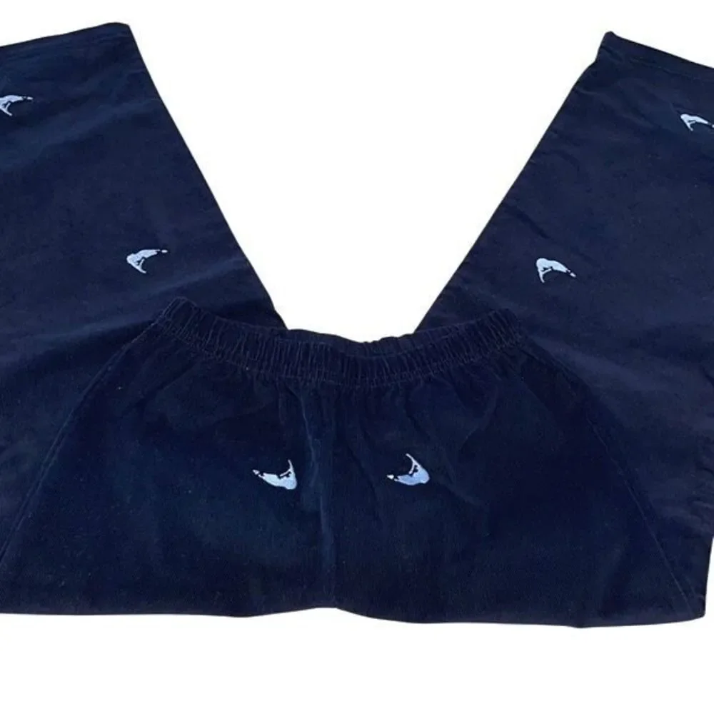 Luigi Kids 100% Cotton Elastic Waist Embroidered Corduroy‎ Pants Cape Cod Blue 7